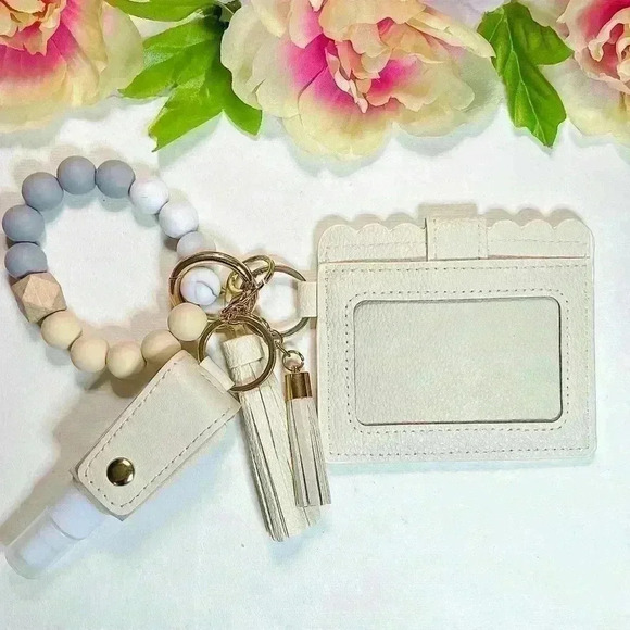 Bracelet Wristlet Card Wallet with Travel size sanitizer case Bundle in Cream - Picture 3 of 5